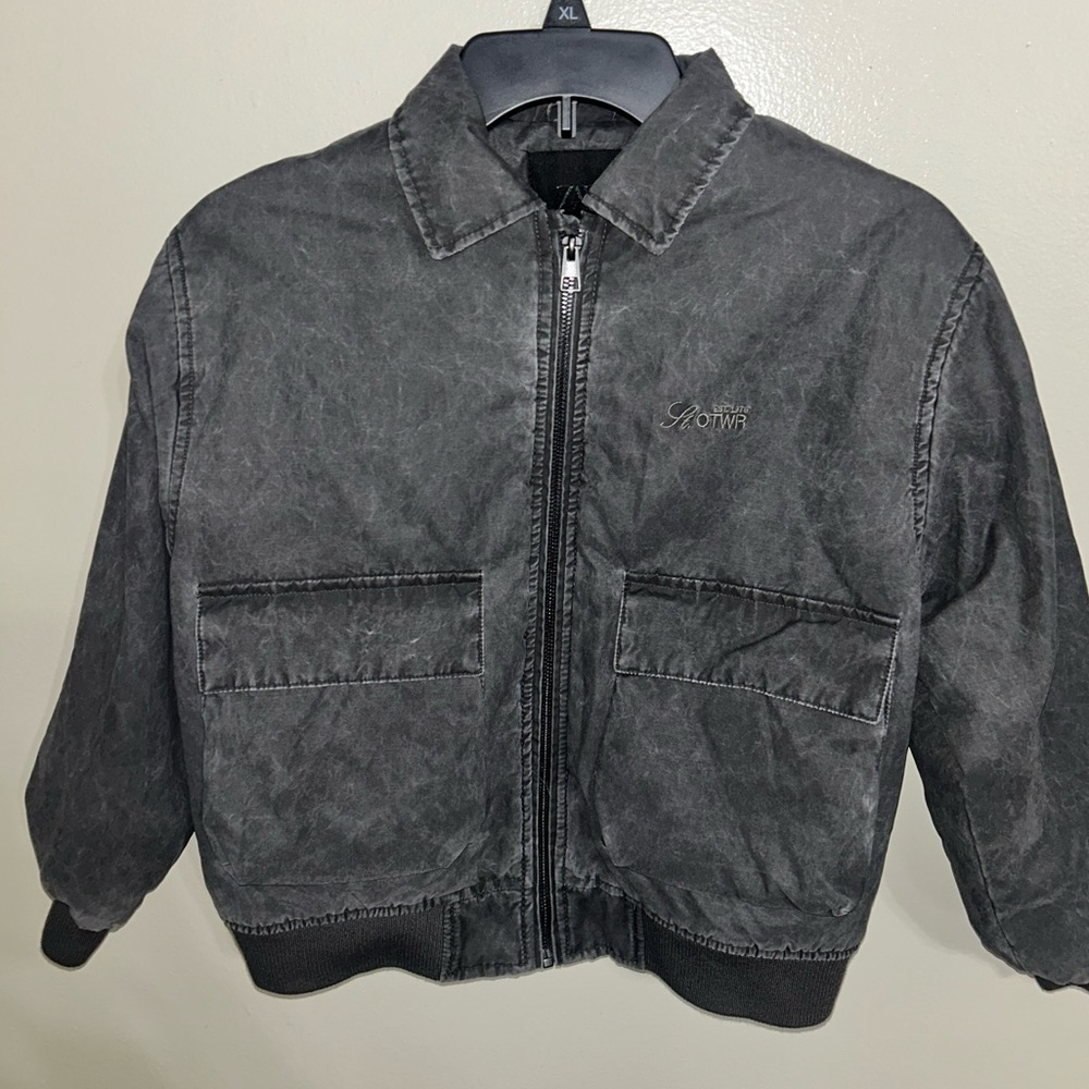 Zara Boy's Washed Effect Bomber Jacket 8-9 Years shirt Gray coat